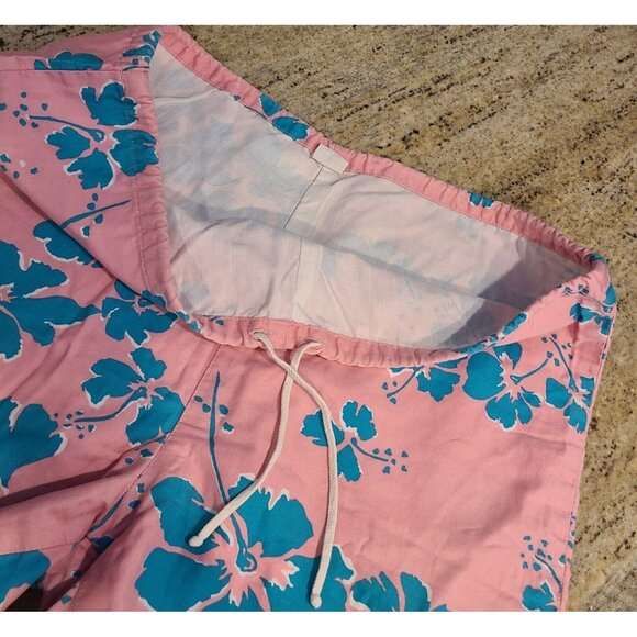 Vintage Men's Size XL Hawaiian Style Honolulu Pink Blue Shorts 36x7 Drawstring - Picture 9 of 13